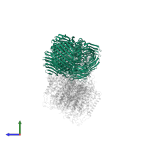 Bacteriochlorophyll a protein in PDB entry 8gwa, assembly 1, side view.