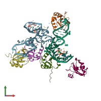 PDB entry 8gxc coloured by chain, front view.