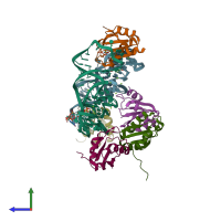 PDB entry 8gxc coloured by chain, side view.