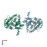 PDB entry 8gyx coloured by chain, top view.
