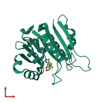 PDB entry 8h0t coloured by chain, front view.