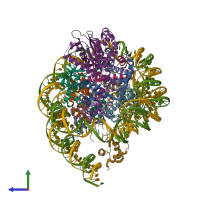 PDB entry 8h1t coloured by chain, side view.