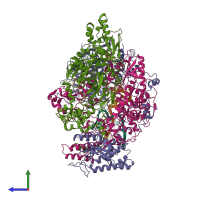 PDB entry 8h69 coloured by chain, side view.