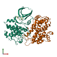 PDB entry 8h6p coloured by chain, front view.