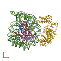 PDB entry 8hak coloured by chain, front view.