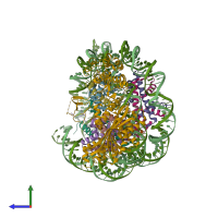 PDB entry 8hak coloured by chain, side view.
