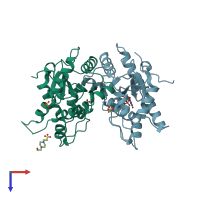 PDB entry 8hcf coloured by chain, top view.