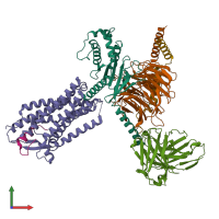 PDB entry 8hcx coloured by chain, front view.