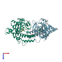 PDB entry 8he7 coloured by chain, top view.