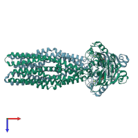 PDB entry 8hf5 coloured by chain, top view.