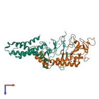 PDB entry 8hfc coloured by chain, top view.