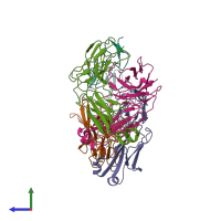 PDB entry 8hlb coloured by chain, side view.