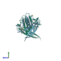 PDB entry 8hn2 coloured by chain, side view.