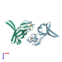 PDB entry 8hn2 coloured by chain, top view.