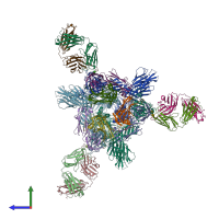 PDB entry 8hpv coloured by chain, side view.