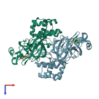 PDB entry 8hqf coloured by chain, top view.