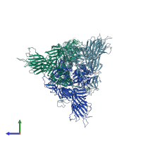 PDB entry 8hri coloured by chain, side view.