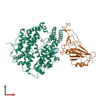 PDB entry 8hrl coloured by chain, front view.