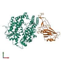 PDB entry 8hrl coloured by chain, front view.