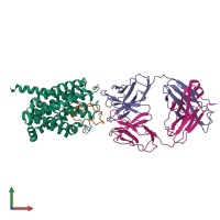 PDB entry 8hrx coloured by chain, front view.