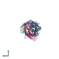 PDB entry 8hrx coloured by chain, side view.