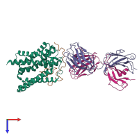 PDB entry 8hrx coloured by chain, top view.