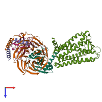 PDB entry 8hti coloured by chain, top view.