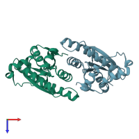 PDB entry 8htw coloured by chain, top view.