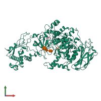 Monomeric assembly 1 of PDB entry 8hwk coloured by chemically distinct molecules, front view.