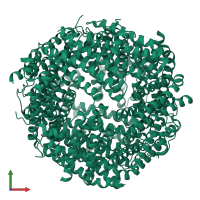 Ferritin/DPS protein domain-containing protein in PDB entry 8hwz, assembly 1, front view.