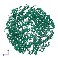 Ferritin/DPS protein domain-containing protein in PDB entry 8hwz, assembly 1, side view.