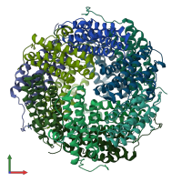 PDB entry 8hx1 coloured by chain, front view.