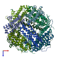 PDB entry 8hx1 coloured by chain, top view.