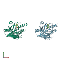 PDB entry 8hx5 coloured by chain, front view.