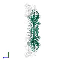 Early protein OPG038 in PDB entry 8hxa, assembly 1, side view.