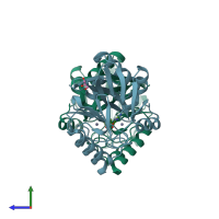PDB entry 8hxo coloured by chain, side view.