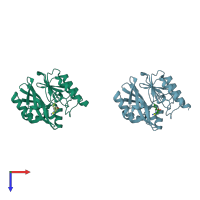 PDB entry 8hxw coloured by chain, top view.