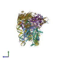 PDB entry 8hy0 coloured by chain, side view.