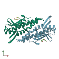 PDB entry 8hyn coloured by chain, front view.