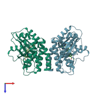 PDB entry 8i2n coloured by chain, top view.