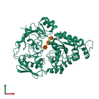 PDB entry 8i5k coloured by chain, front view.