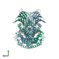 PDB entry 8i5q coloured by chain, side view.