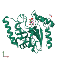 PDB entry 8i69 coloured by chain, front view.