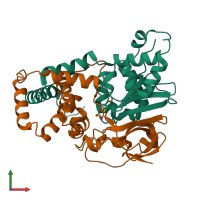 PDB entry 8i6n coloured by chain, front view.