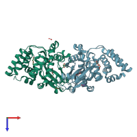 PDB entry 8i80 coloured by chain, top view.