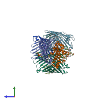 PDB entry 8i8x coloured by chain, side view.