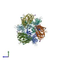 PDB entry 8i9b coloured by chain, side view.