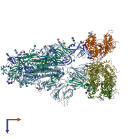 PDB entry 8i9b coloured by chain, top view.