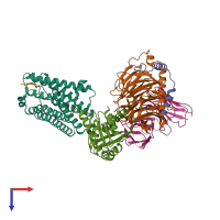 PDB entry 8ia7 coloured by chain, top view.