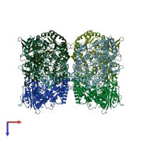 PDB entry 8ibs coloured by chain, top view.